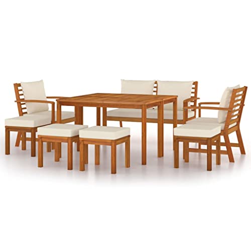 Eleganz 9-TLG. Garten-Essgruppe aus Massivholz Akazie mit Kissen - Langlebige Outdoor-Möbel für Terrasse & Garten - Komfortables Essset für Familien & Gastgeber von Eleganz