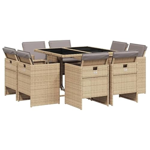 Eleganz 9-TLG. Garten-Essgruppe aus PE-Rattan mit Kissen - Pulverbeschichteter Stahl & Hartglas - Langlebig & Wetterfest für Terrasse & Garten Eleganz 9-TLG. Garten-Essgruppe aus PE-Rattan mit Kissen - Pulverbeschichteter Stahl & Hartglas - Langlebig & Wetterfest für Terrasse & Garten von Eleganz