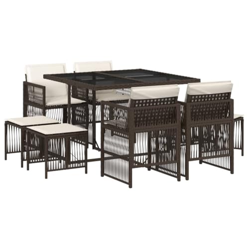 Eleganz 9-TLG. Garten-Essgruppe mit Kissen aus PE-Rattan, pulverbeschichtetem Stahl & Hartglas - Langlebig & Wetterfest für Terrasse & Garten Eleganz 9-TLG. Garten-Essgruppe mit Kissen aus PE-Rattan, pulverbeschichtetem Stahl & Hartglas - Langlebig & Wetterfest für Terrasse & Garten von Eleganz