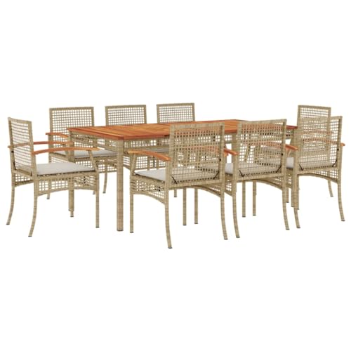Eleganz 9-TLG. Garten-Essgruppe mit Kissen aus PE-Rattan, pulverbeschichtetem Stahl & massivem Akazienholz – Langlebig & stilvoll für Terrasse & Garten Eleganz 9-TLG. Garten-Essgruppe mit Kissen aus PE-Rattan, pulverbeschichtetem Stahl & massivem Akazienholz – Langlebig & stilvoll für Terrasse & Garten von Eleganz