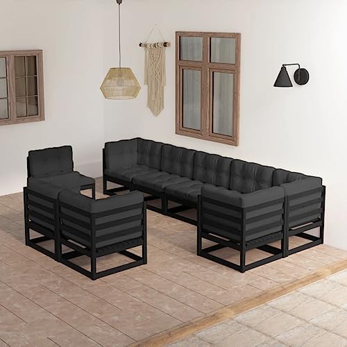 Eleganz 9-TLG. Garten-Lounge-Set mit Kissen aus massivem Kiefernholz & 100% Polyester – Langlebiges & Wetterfestes Möbel-Set für Terrasse & Garten von Eleganz