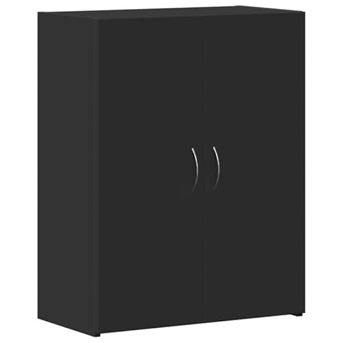 Eleganz Aktenschrank Schwarz 60x32x77,5 cm aus Holzwerkstoff - Stabiles Regalsystem für Büro & Zuhause - Platzsparend & Langlebig von Eleganz