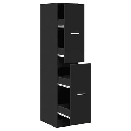 Eleganz Apothekerschrank Schwarz 30x41x144,5 cm aus Holzwerkstoff - Wohnzimmermöbel-Set, stylisches Möbelstück für Ihr Zuhause, platzsparend & langlebig von Eleganz