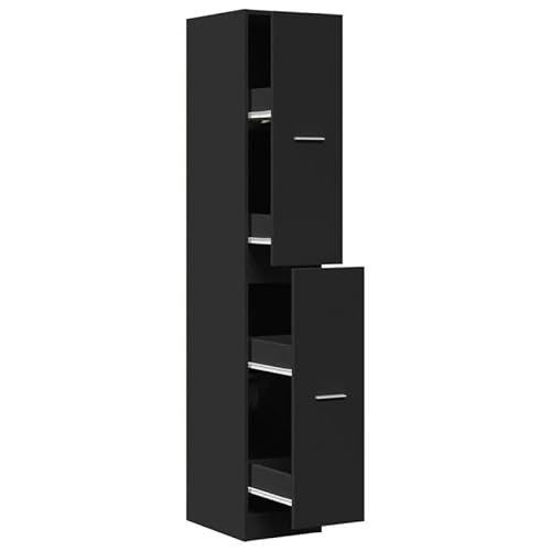 Eleganz Apothekerschrank Schwarz 30x41x174,5 cm aus Holzwerkstoff - Stilvolles Wohnzimmermöbel-Set mit viel Stauraum für kleine Räume von Eleganz