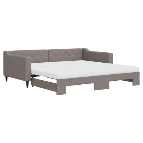 Eleganz Ausziehbares Tagesbett mit Matratze 100x200 cm Taupe Stoff - Platzsparendes Gästebett für Wohnzimmer & Schlafzimmer - Bequem & Langlebig von Eleganz