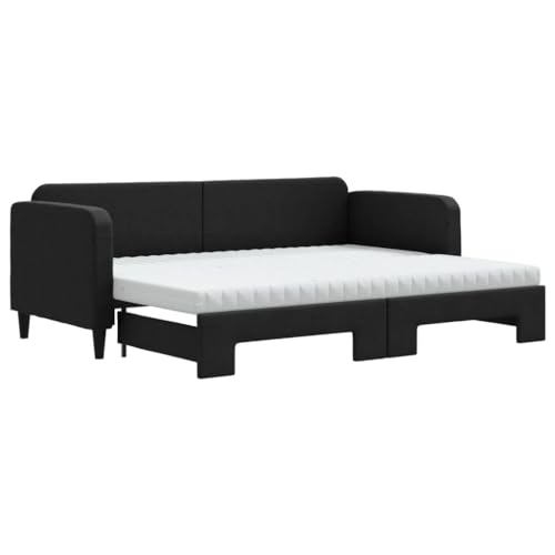 Eleganz Ausziehbares Tagesbett mit Matratze 80x200 cm Schwarz Stoff - Platzsparendes Gästebett für Wohnung und Haus - Komfortabel & Langlebig Eleganz Ausziehbares Tagesbett mit Matratze 80x200 cm Schwarz Stoff - Platzsparendes Gästebett für Wohnung und Haus - Komfortabel & Langlebig von Eleganz