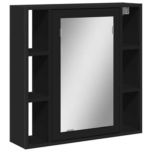 Eleganz Bad-Spiegelschrank Schwarz 60x16x60 cm - Moderner Badezimmerschrank aus Holzwerkstoff mit pulverbeschichtetem Stahl & Glas - Stilvoll und platzsparend von Eleganz