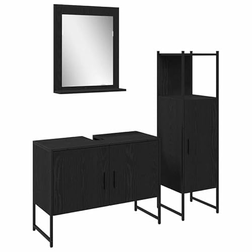 Eleganz Badezimmermöbel Set 3-TLG schwarz aus Holzwerkstoff - Modernes Badezimmer Set mit Tür 33x33x102,5 cm - Platzsparend & langlebig Eleganz Badezimmermöbel Set 3-TLG schwarz aus Holzwerkstoff - Modernes Badezimmer Set mit Tür 33x33x102,5 cm - Platzsparend & langlebig von Eleganz