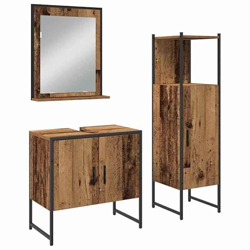 Eleganz Badezimmermöbel Set 3-teilig aus Holzwerkstoff | Platzsparendes Badregal mit Stauraum (33x33x102,5 cm) | Modernes Badezimmer-Organizer für Kleine Räume von Eleganz