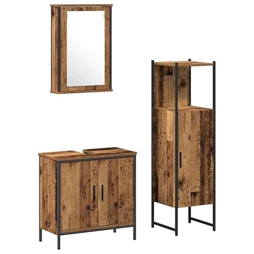 Eleganz Badezimmermöbel Set 3-teilig aus Holzwerkstoff - Platzsparendes Badregal mit Stauraum (33x33x120,5 cm) - Modernes Badezimmer-Organizer für Kleine Räume von Eleganz