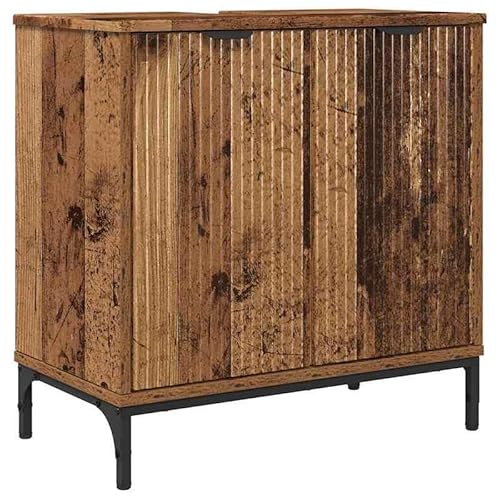 Eleganz Badezimmermöbel-Set aus Holzwerkstoff - Waschbeckenunterschrank im Altholz-Look 60,5x33,5x61 cm - Stilvoll & Platzsparend für Gäste-WC oder Kleine Bäder von Eleganz