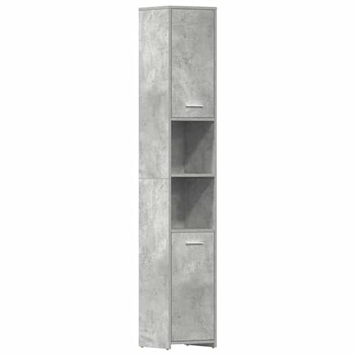 Eleganz Badezimmerschrank Betongrau 30x30x183,5 cm aus Holzwerkstoff - Moderner Badschrank mit viel Stauraum für Handtücher & Pflegeprodukte - Platzsparend & langlebig von Eleganz