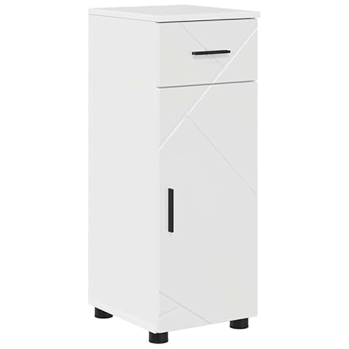 Eleganz Badezimmerschrank Hochglanz-Weiß 30x35x80 cm | Moderner Badschrank aus Holzwerkstoff | Stauraum-Lösung für Handtücher & Pflegeprodukte | Platzsparend & Stilvoll von Eleganz