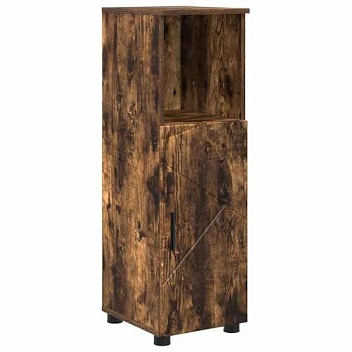 Eleganz Badezimmerschrank Räuchereiche 30x35x95 cm aus Holzwerkstoff - Moderner Badschrank mit viel Stauraum für Handtücher & Pflegeprodukte - Langlebig & pflegeleicht von Eleganz