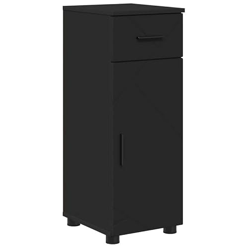 Eleganz Badezimmerschrank Schwarz 30x35x80cm aus Holzwerkstoff - Moderner Badschrank für Stauraum & Ordnung, wasserfest & langlebig, ideal für kleine Bäder von Eleganz