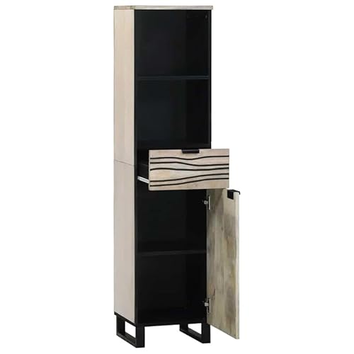 Eleganz Badezimmerschrank mit Regal - Moderner Badschrank in Braun/Schwarz 38x33x160 cm - Stilvolles Möbel-Set für mehr Ordnung & Stauraum - Langlebig & Platzsparend von Eleganz