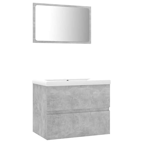 Eleganz Badmöbel-Set Betongrau aus Holzwerkstoff - Modernes Badezimmermöbel-Set, langlebig & platzsparend für stilvolles Badezimmer von Eleganz