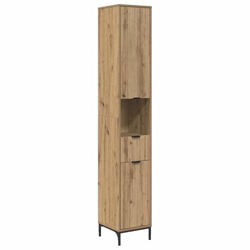 Eleganz Badschrank hoch Eiche Holzwerkstoff 31,5 x 33 x 190 cm - Moderner Badezimmerschrank mit Tür für stilvolles Badezimmer von Eleganz
