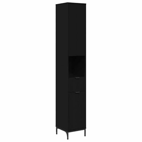 Eleganz Badschrank hoher Schrank aus Holzwerkstoff für Badezimmer 31,5 x 33 x 190 cm schwarz - Stauraum Lösung mit modernem Design von Eleganz