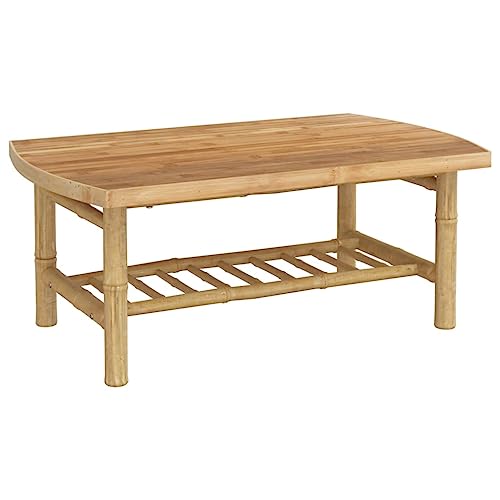 Eleganz Bambus Gartencouchtisch 90x55x37 cm, naturbelassen - Langlebig & umweltfreundlich für Terrasse & Garten - Perfekt für Outdoor-Entspannung von Eleganz