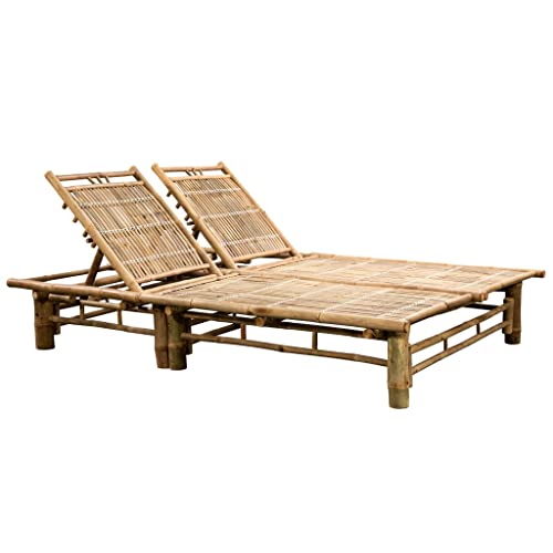 Eleganz Bambus Sonnenliege 2-Personen - Gartenbetten mit Auflagen, Langlebig & Umweltfreundlich - Perfekt für Ihren Garten oder Terrasse von Eleganz