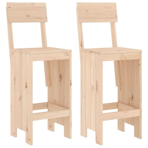 Eleganz Barhocker 2 STK. aus massivem Kiefernholz – Natürlich & langlebig für Garten, Terrasse & Balkon – Unbehandelt & umweltfreundlich von Eleganz