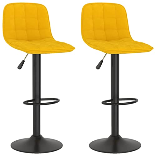 Eleganz Barhocker 2 Stück Gelb Samt – Hochwertige Küchenhocker & Barstühle für Wohnzimmer oder Küche, Bequem & Stilvoll – Perfekte Ergänzung für Ihre Einrichtung von Eleganz