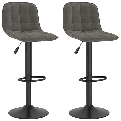 Eleganz Barhocker 2er Set Dunkelgrau Samt - Hochwertige Ottomane für Bar, Küche oder Wohnzimmer - Bequeme und stabile Hocker für modernes Wohnen von Eleganz
