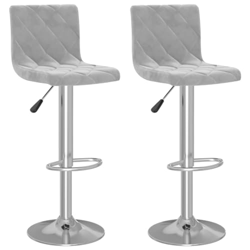 Eleganz Barhocker 2er Set Hellgrau Samt - Moderne Ottomane für Wohnzimmer & Bar, Bequeme Sitzhocker mit Stil, Platzsparend & Langlebig von Eleganz