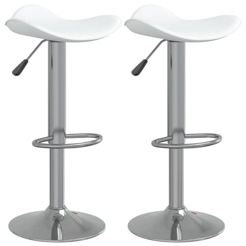 Eleganz Barhocker 2er Set - Weiß mit verchromtem Stahlfuß & Kunstleder - Moderner Hocker für Küche, Bar oder Wohnzimmer - Stabile & Pflegeleichte Ottomane von Eleganz