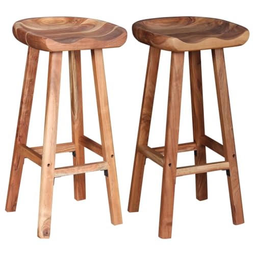 Eleganz Barhocker 2er Set aus Massivholz Akazie – Hochwertige Küchenhocker für Bar, Küche oder Wohnzimmer – Langlebig & Stilvoll von Eleganz