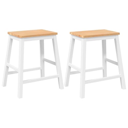 Eleganz Barstühle 2er Set Weiß aus Massivholz (Gummibaum) - Hochwertige Küchenstühle & Esszimmerstühle, Langlebig & Stabil für Wohnzimmer, Terrasse oder Bar von Eleganz