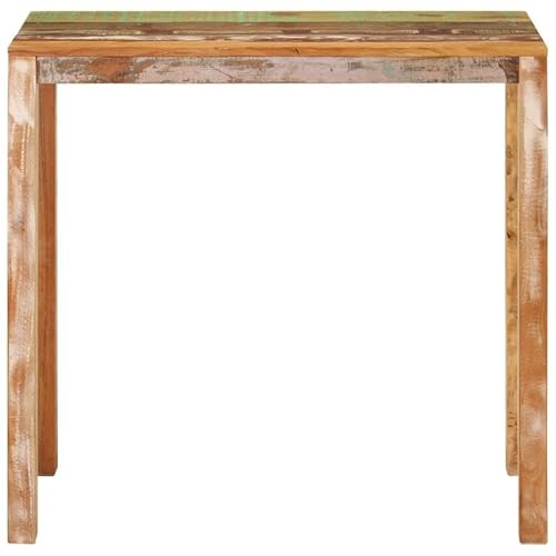 Eleganz Bartisch aus recyceltem Massivholz mit Eisen 112x55x108 cm - Rustikaler Küchentisch oder Barhocker für Wohnzimmer & Garten - Stabile Altholz-Optik in gemischter Farbgebung von Eleganz