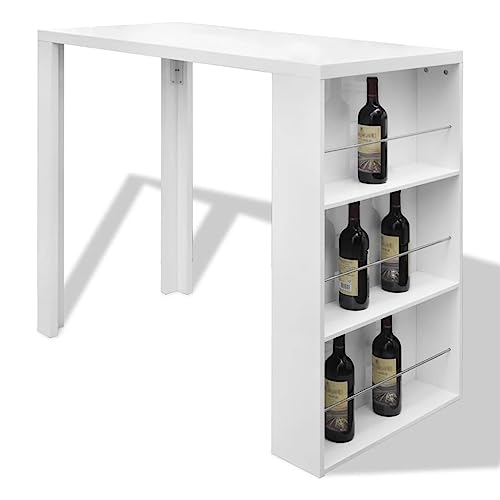 Eleganz Bartisch mit Weinregal aus MDF Hochglanz Weiß - Moderner Tisch für Küche oder Wohnzimmer, Platzsparend & Stilvoll Eleganz Bartisch mit Weinregal aus MDF Hochglanz Weiß - Moderner Tisch für Küche oder Wohnzimmer, Platzsparend & Stilvoll von Eleganz