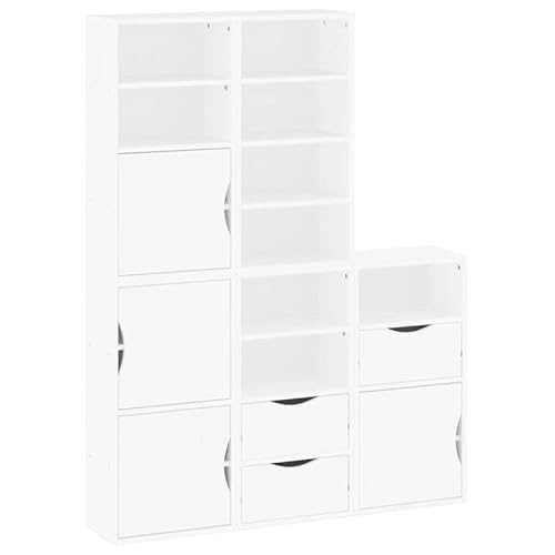 Eleganz Beistellschränke Set 5-TLG. ODDA Weiß | Massivholz Kiefer | Wohnzimmermöbel-Set | Platzsparend & Stilvoll | 40x24x79 cm von Eleganz