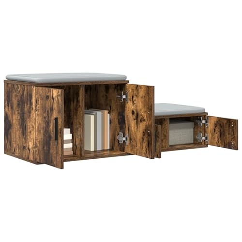 Eleganz Beistellschrank Räuchereiche 118x41x40 cm aus Holzwerkstoff - Schlankes Sideboard für Wohnzimmer oder Flur, Stauraumlösung mit stilvollem Design von Eleganz