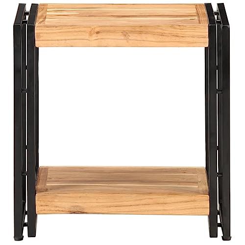 Eleganz Beistelltisch aus massivem Akazienholz mit schwarzer Pulverbeschichtung - Moderner Side Table für Wohnzimmer, Schlafzimmer oder Balkon - Natürliches Finish & langlebiges Design von Eleganz
