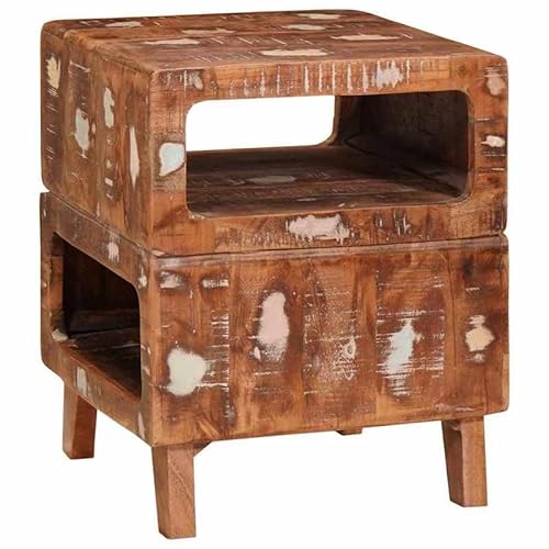 Eleganz Beistelltisch aus recyceltem Massivholz 40x40x49 cm - Ökologisch & Stabiler Wohnaccessoire für Wohnzimmer, Balkon oder Garten - Mehrfarbig Eleganz Beistelltisch aus recyceltem Massivholz 40x40x49 cm - Ökologisch & Stabiler Wohnaccessoire für Wohnzimmer, Balkon oder Garten - Mehrfarbig von Eleganz