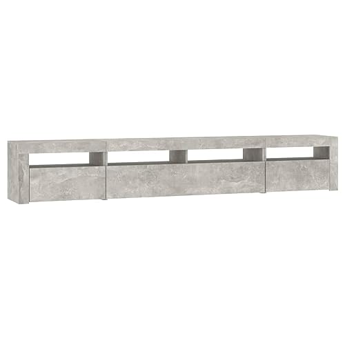 Eleganz Betongrau TV Lowboard 240 cm Breite - TV Schank mit LED-Beleuchtung, Massivholz Optik, Fernsehtisch, TV-Regal, Modernes Mediamöbel mit Stauraum für Wohnzimmer Eleganz Betongrau TV Lowboard 240 cm Breite - TV Schank mit LED-Beleuchtung, Massivholz Optik, Fernsehtisch, TV-Regal, Modernes Mediamöbel mit Stauraum für Wohnzimmer von Eleganz