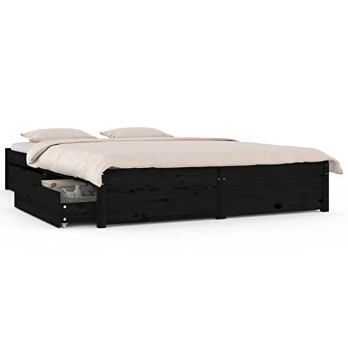 Eleganz Bett mit Schubladen 120x190 cm - Platzsparendes Doppelbett mit Stauraum für kleine Räume | Modernes schwarzes Bettgestell mit praktischen Schubladen für mehr Ordnung Eleganz Bett mit Schubladen 120x190 cm - Platzsparendes Doppelbett mit Stauraum für kleine Räume | Modernes schwarzes Bettgestell mit praktischen Schubladen für mehr Ordnung von Eleganz