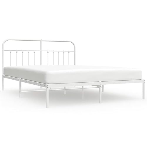 Eleganz Bettgestell 160x200 cm mit Kopfteil - Modernes Weißes Metallbett für Schlafzimmer, Stabiles Rahmen Design für Erholsamen Schlaf Eleganz Bettgestell 160x200 cm mit Kopfteil - Modernes Weißes Metallbett für Schlafzimmer, Stabiles Rahmen Design für Erholsamen Schlaf von Eleganz