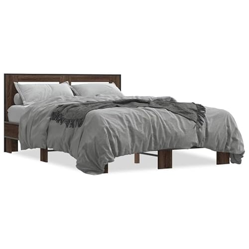 Eleganz Bettgestell Braun Eichen-Optik 120x200 cm - Modernes Holzbetttgestell mit Metallfüßen für Schlafzimmer, Langlebig & Stilvoll - Ideal für kleine Räume Eleganz Bettgestell Braun Eichen-Optik 120x200 cm - Modernes Holzbetttgestell mit Metallfüßen für Schlafzimmer, Langlebig & Stilvoll - Ideal für kleine Räume von Eleganz