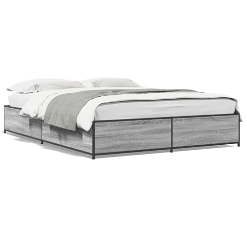 Eleganz Bettgestell Grau Sonoma 135x190 cm - Modernes Rahmen aus Holzwerkstoff & Metall für Schlafzimmer, Stabiles Design mit einfacher Montage Eleganz Bettgestell Grau Sonoma 135x190 cm - Modernes Rahmen aus Holzwerkstoff & Metall für Schlafzimmer, Stabiles Design mit einfacher Montage von Eleganz