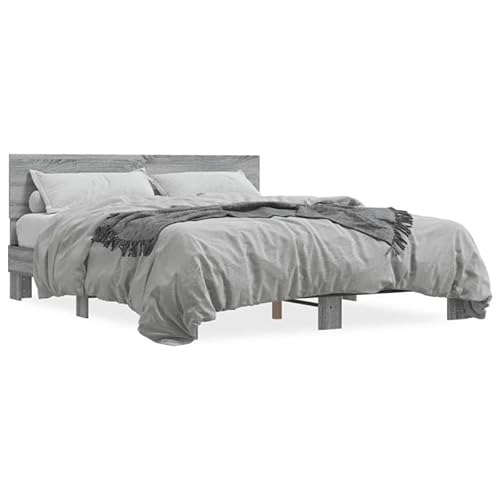 Eleganz Bettgestell Grau Sonoma 150x200 cm aus Holzwerkstoff & Metall | Modernes Schlafzimmer-Element | Stabile & Langlebige Rahmenkonstruktion | Ideal für kleine Räume Eleganz Bettgestell Grau Sonoma 150x200 cm aus Holzwerkstoff & Metall | Modernes Schlafzimmer-Element | Stabile & Langlebige Rahmenkonstruktion | Ideal für kleine Räume von Eleganz