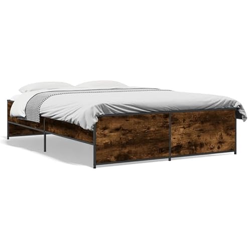 Eleganz Bettgestell Räuchereiche 135x190 cm - Modernes Holz-Metall-Bett mit Stabiler Rahmenkonstruktion für Schlafzimmer, langlebig und stilvoll Eleganz Bettgestell Räuchereiche 135x190 cm - Modernes Holz-Metall-Bett mit Stabiler Rahmenkonstruktion für Schlafzimmer, langlebig und stilvoll von Eleganz