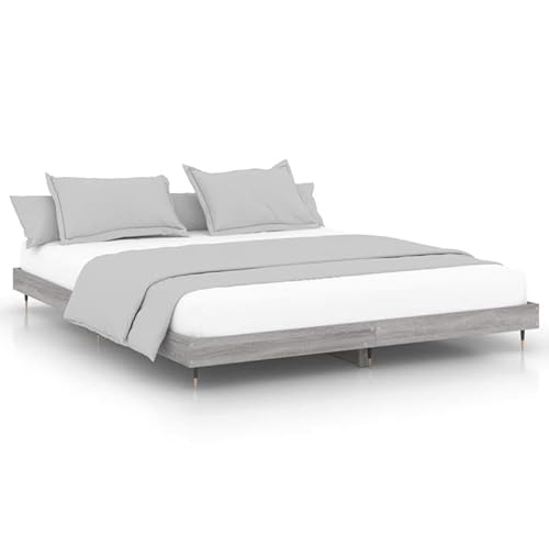Eleganz Bettgestell Sonoma 160x200 cm Grau aus Holzwerkstoff - Modernes Bettgestell ohne Matratze für Schlafzimmer, langlebig & stabil Eleganz Bettgestell Sonoma 160x200 cm Grau aus Holzwerkstoff - Modernes Bettgestell ohne Matratze für Schlafzimmer, langlebig & stabil von Eleganz
