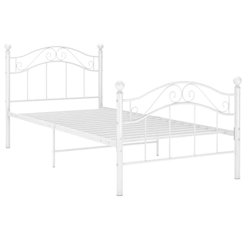 Eleganz Bettgestell Weiß 100x200 cm - Metallbett mit stabilem Rahmen, für Schlafzimmer, Moderne Einrichtung, langlebig und pflegeleicht, Platzsparend für kleine Räume Eleganz Bettgestell Weiß 100x200 cm - Metallbett mit stabilem Rahmen, für Schlafzimmer, Moderne Einrichtung, langlebig und pflegeleicht, Platzsparend für kleine Räume von Eleganz