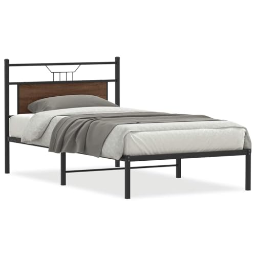 Eleganz Bettgestell aus Holzwerkstoff 100x200 cm Braun Eiche - Modernes & langlebiges Bett ohne Matratze für Schlafzimmer & Wohnbereich Eleganz Bettgestell aus Holzwerkstoff 100x200 cm Braun Eiche - Modernes & langlebiges Bett ohne Matratze für Schlafzimmer & Wohnbereich von Eleganz