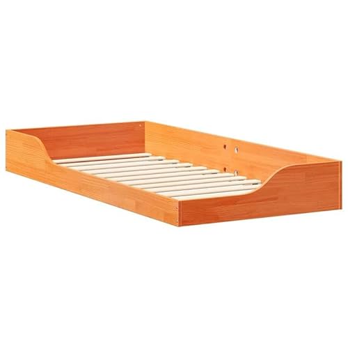 Eleganz Bettgestell aus Massivholz Kiefer 90x200 cm - Bodenbett mit Kopfbrett, Natur Wachsbraun - langlebig & stabil für Schlafzimmer Eleganz Bettgestell aus Massivholz Kiefer 90x200 cm - Bodenbett mit Kopfbrett, Natur Wachsbraun - langlebig & stabil für Schlafzimmer von Eleganz