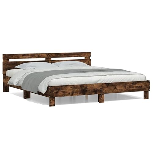 Eleganz Bettgestell mit Kopfteil 160x200 cm aus Räuchereiche - Modernes Holzwerkstoff Design für Schlafzimmer | Langlebig & Stilvoll Eleganz Bettgestell mit Kopfteil 160x200 cm aus Räuchereiche - Modernes Holzwerkstoff Design für Schlafzimmer | Langlebig & Stilvoll von Eleganz